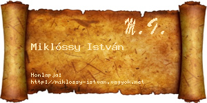 Miklóssy István névjegykártya
